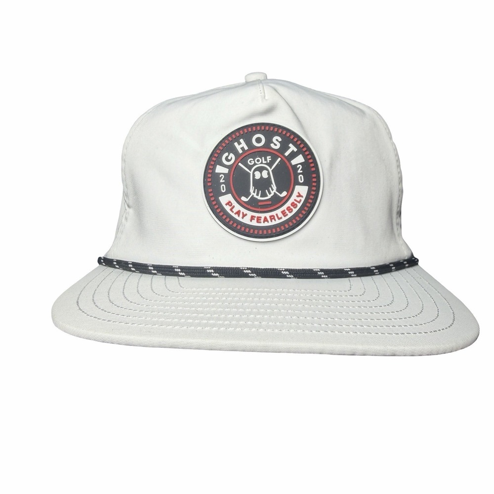 Ghost Golf Retro Golfer Snapback Hat White OSFM Rope Flat Bill Golf Cap - Picture 2 of 16